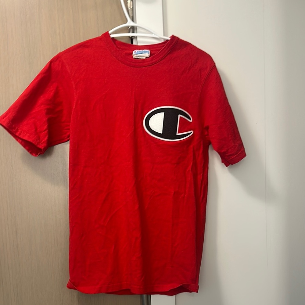 Champion Classic Red Tee with Iconic Logo